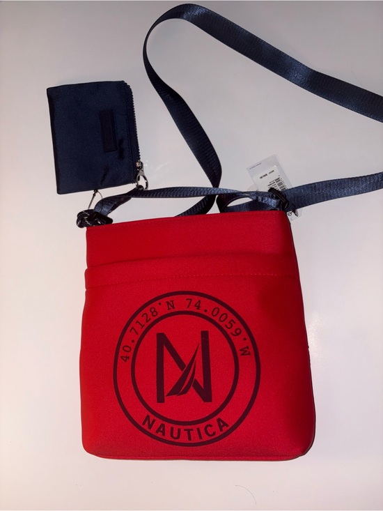 Nautica Handbags - Nautica Red Crossbody with Navy Strap and Logo